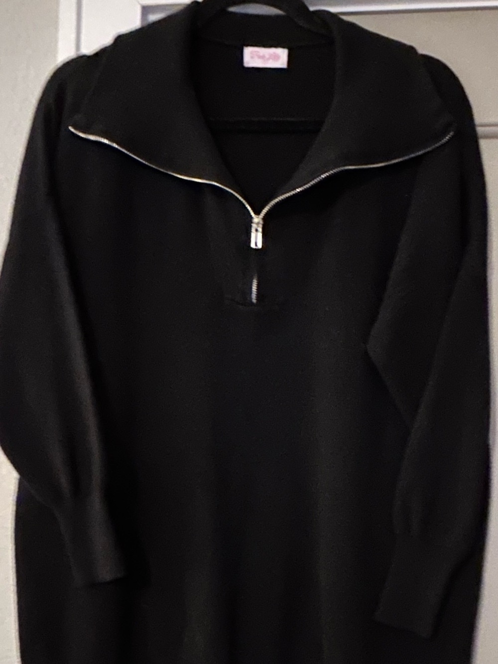 Pink Lily Black Zipper Neckline Sweater